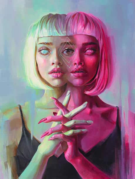 Ilustracion de chica en doble exposicion