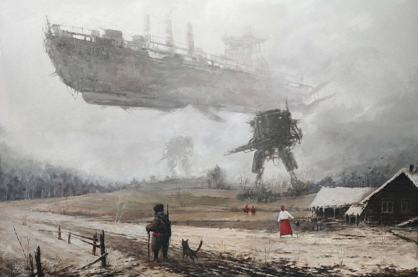 jakub-ralski-pintura que mezcla la guerra en polonia y robots futuristas