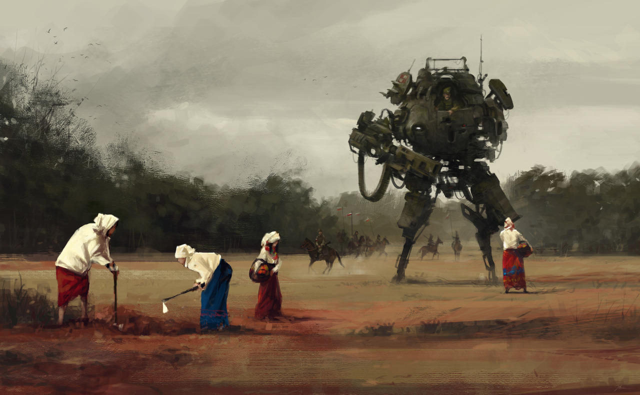jakub-ralski-pintura de campesinos polacos y robots