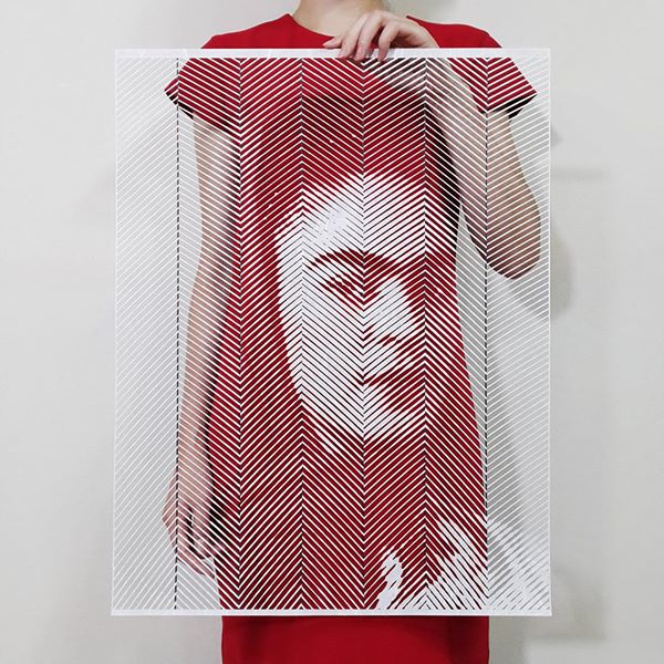 Frida kalho hecha con papel cortado
