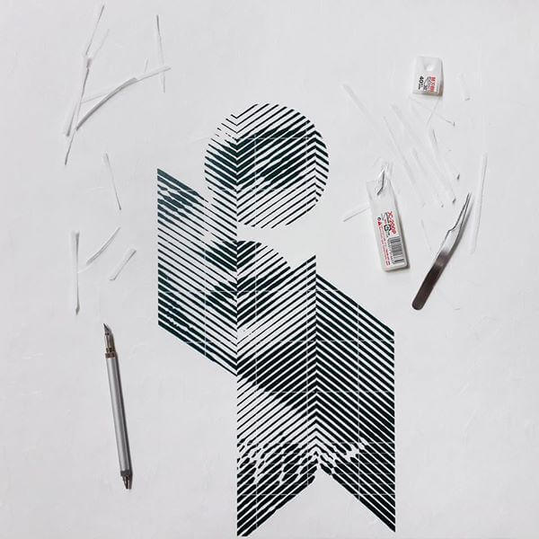 proceso de creacion de retrato en papel cortado