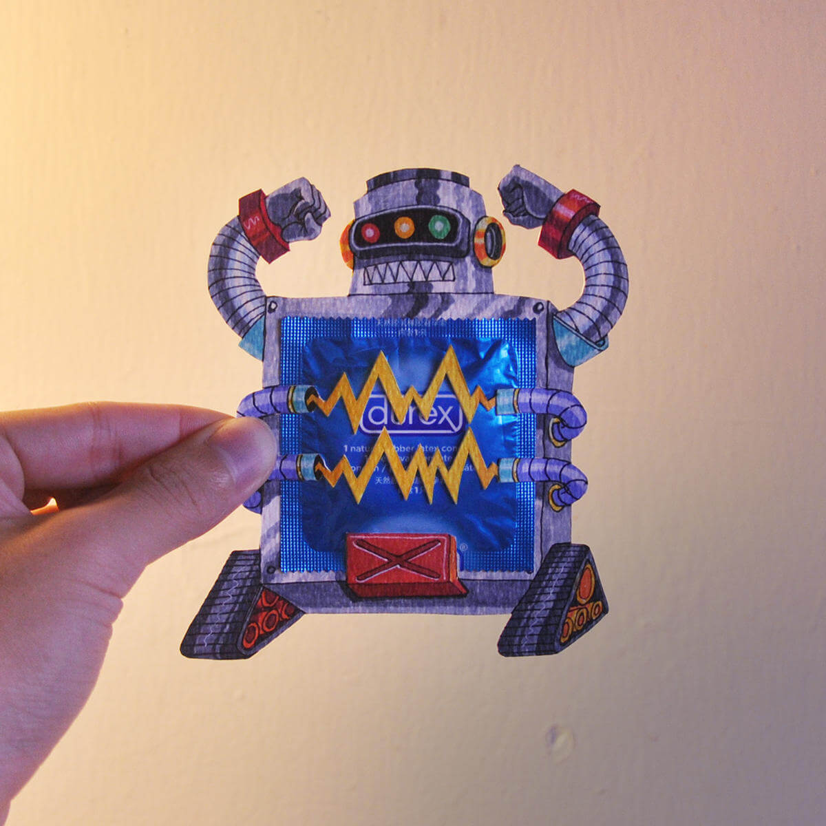 durex packaging preservativos con un robot