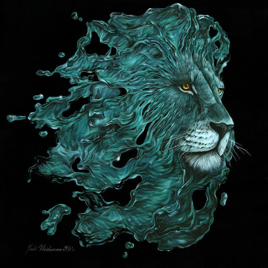 leon dibujado con boligrafo