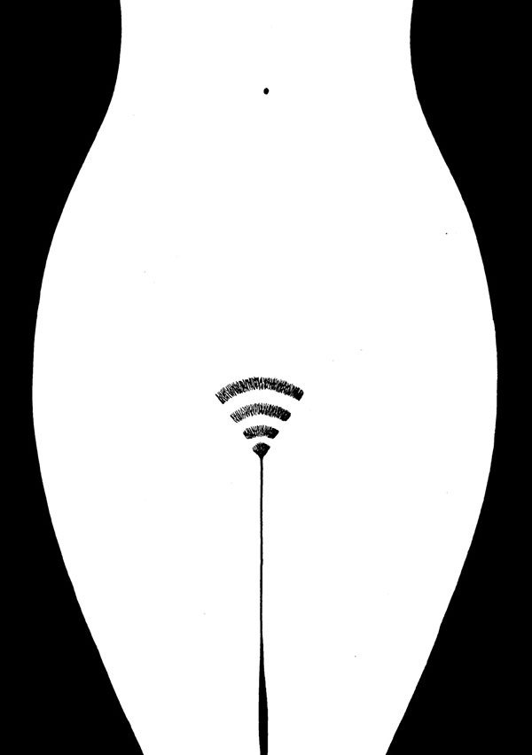 Dibujo de mrzyk moriceau en blanco y negro de red wifi