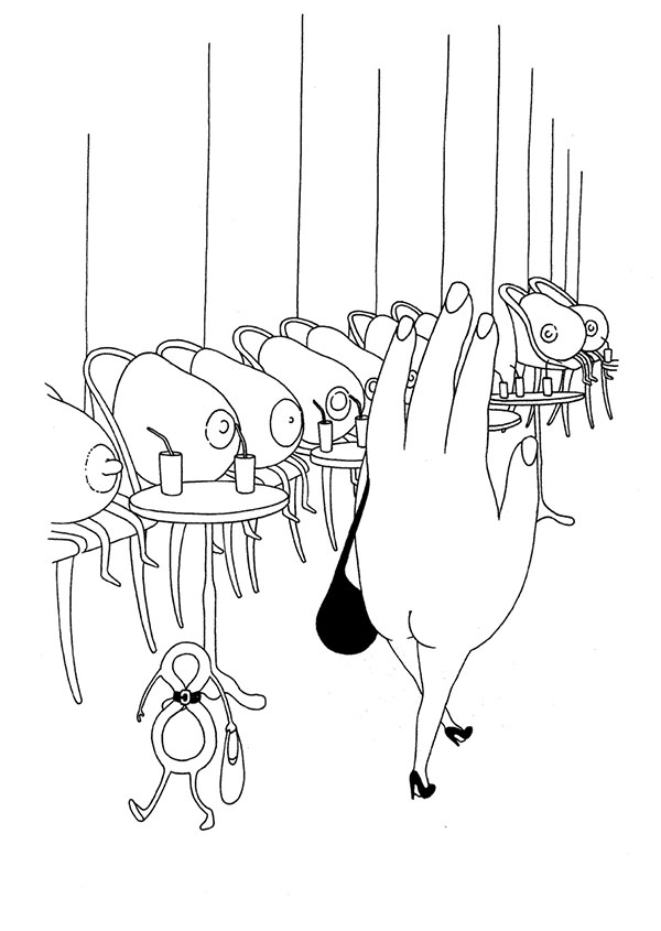 ilustración de humor de mrzyk moriceau de mano pasando por un desfile