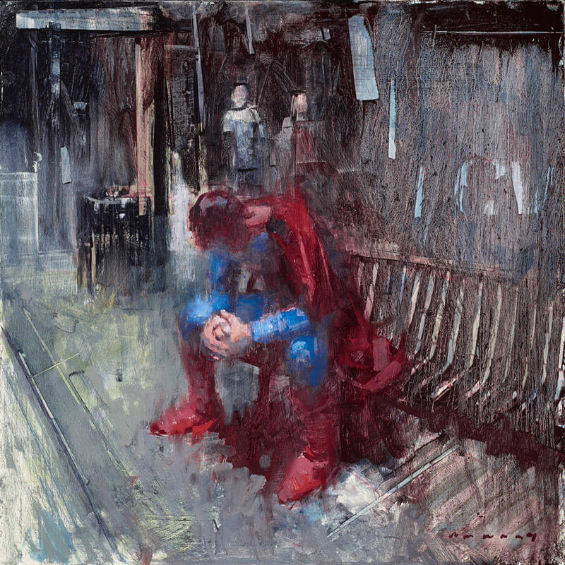 Superman en sentado en un banco por william wray 