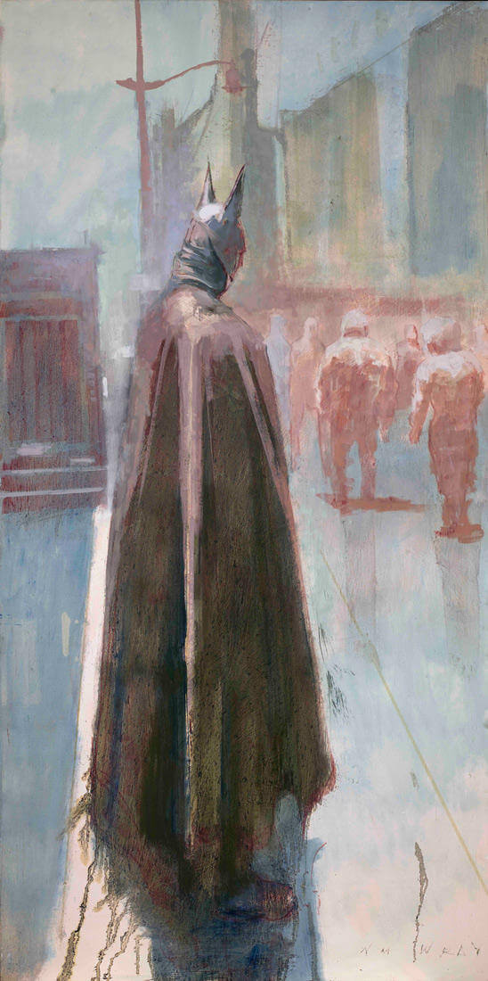 Pintura de william wray en la que aparece batman en la calle