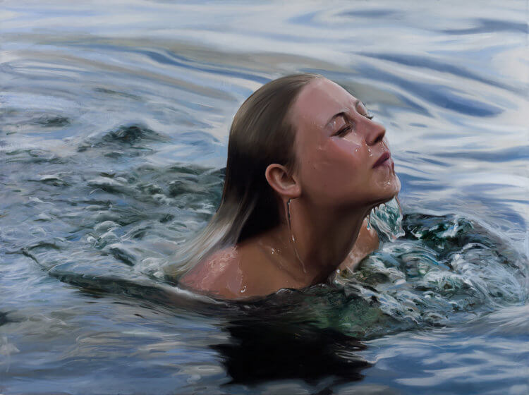 Chica saliendo del agua, pintura de reisha pelmutter