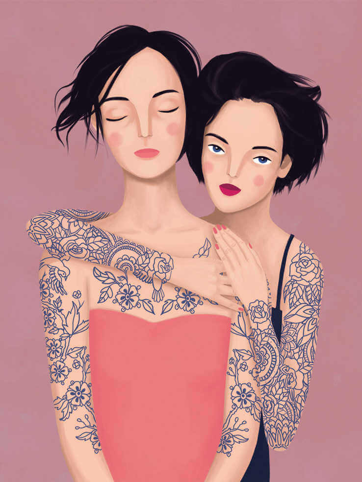 Ilustración de chicas tatuadas de petra braun