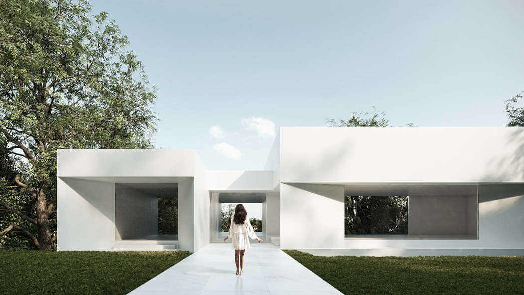Entrada de casa minimalista arquitectura
