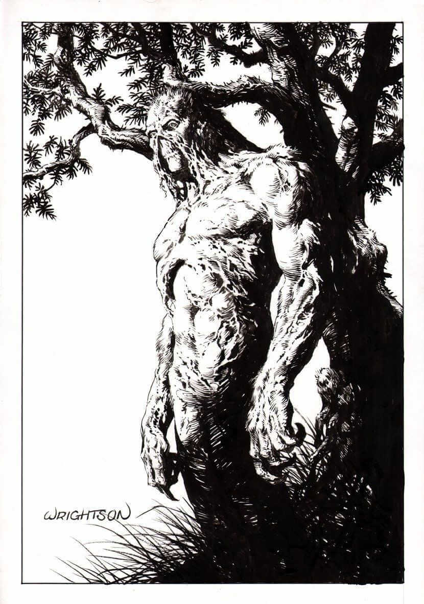 ilustración de La cosa del pantano hecha por Bernie Wrightson