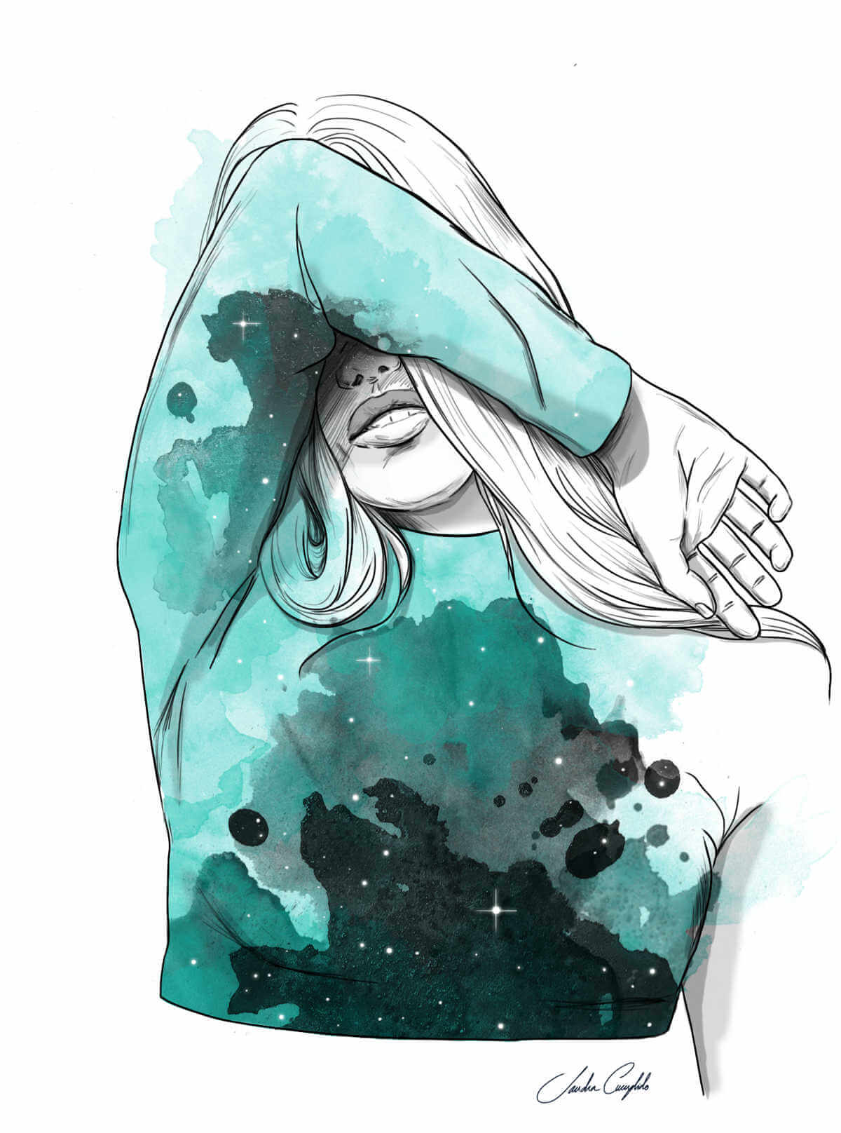 ilustración de chica tapandose 