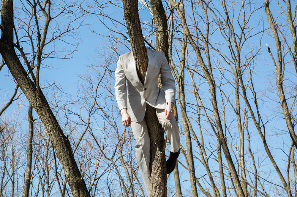 Fotografia e historias divertidas de Ben zak colgado de un arbol