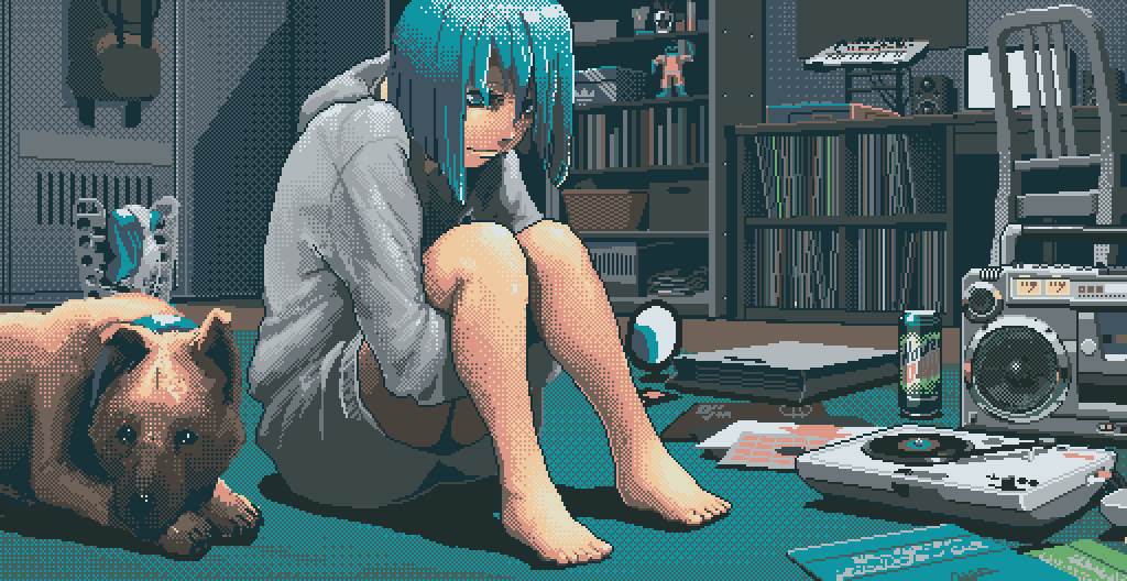 chica pensando gifs animado pixel art