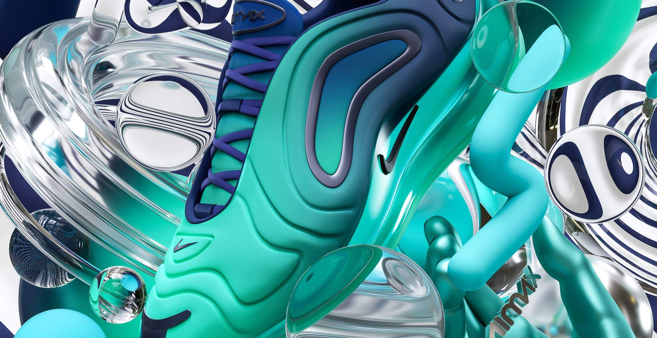 Zapatilla nike hecha en 3d para publicidad