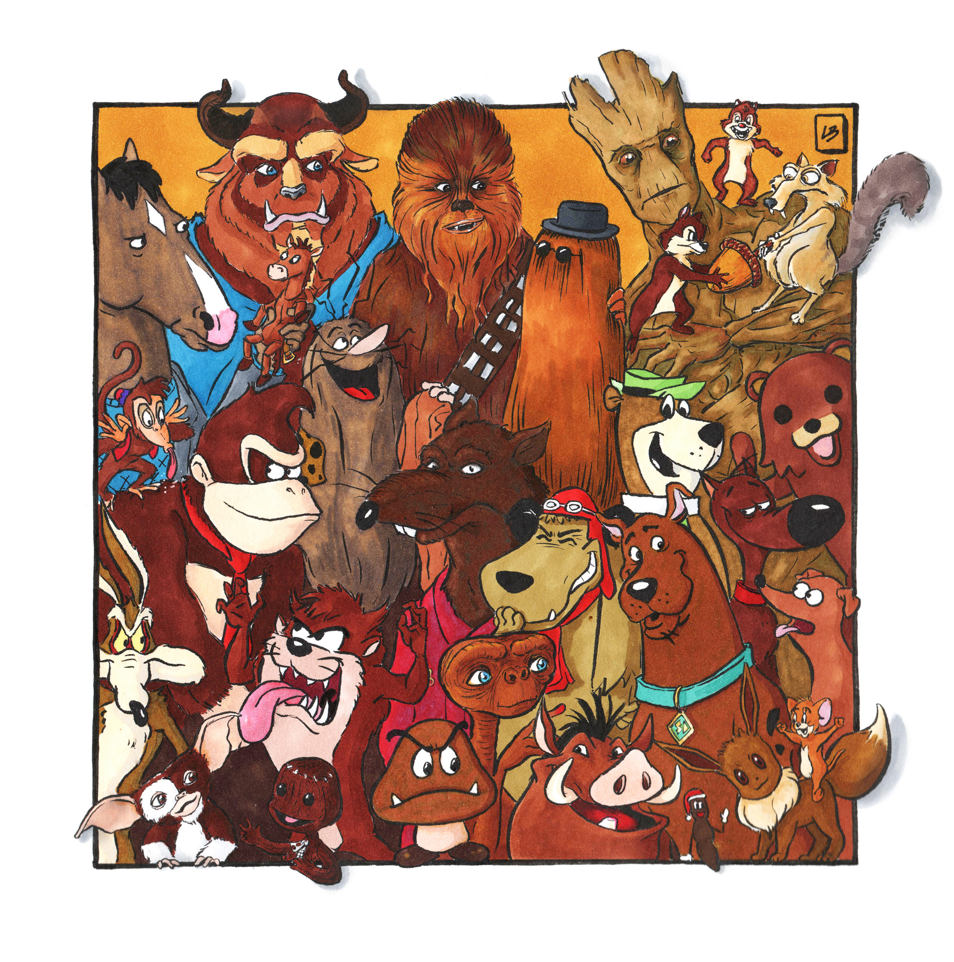 personajes pop color naranja