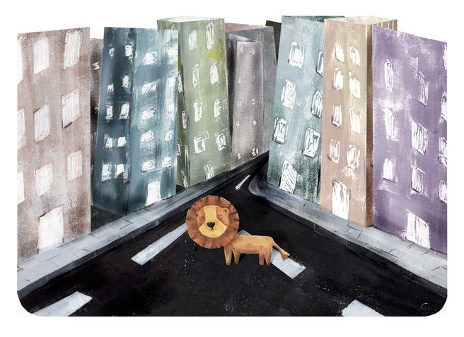 leon perdido en la ciudad