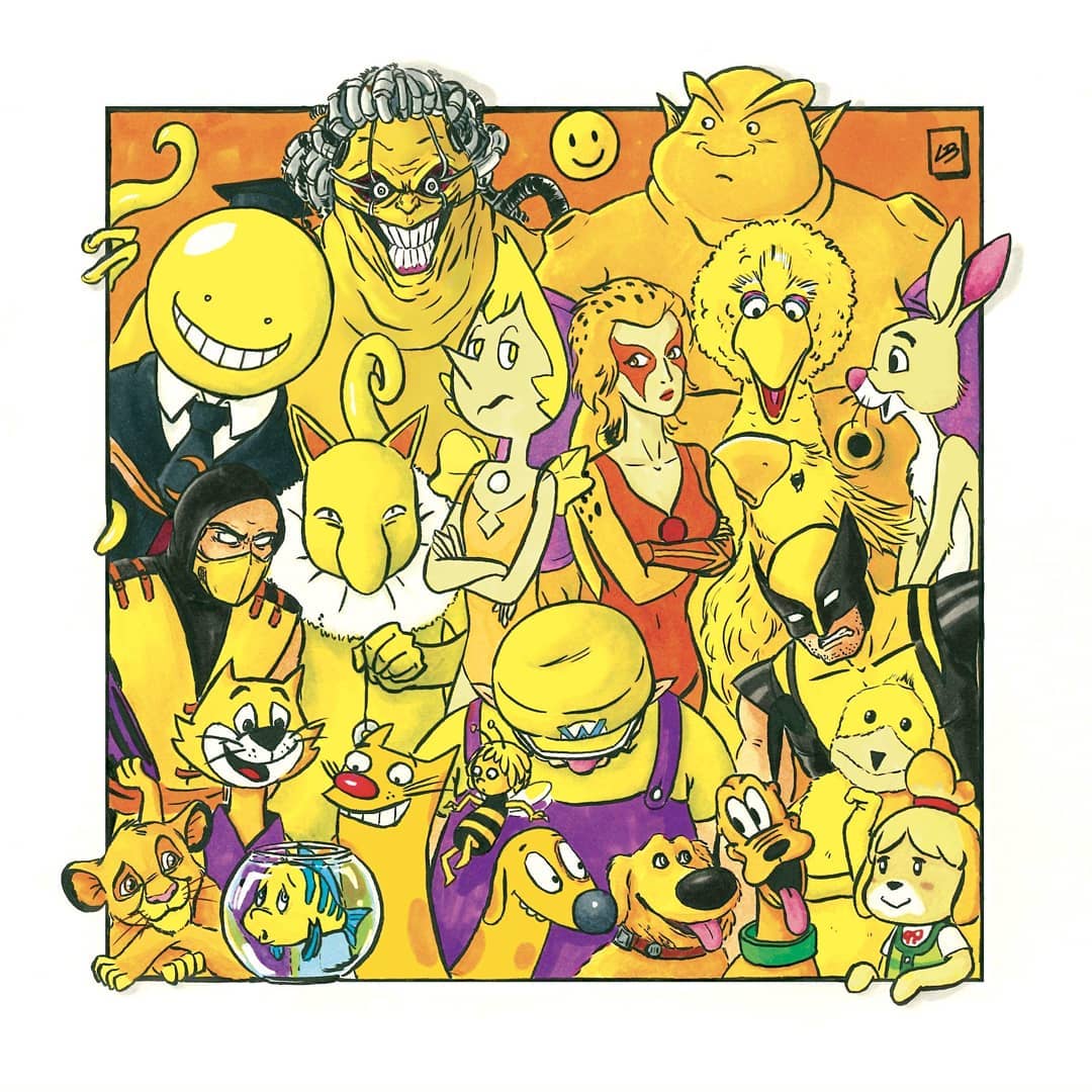 color amarillo personajes cartoon