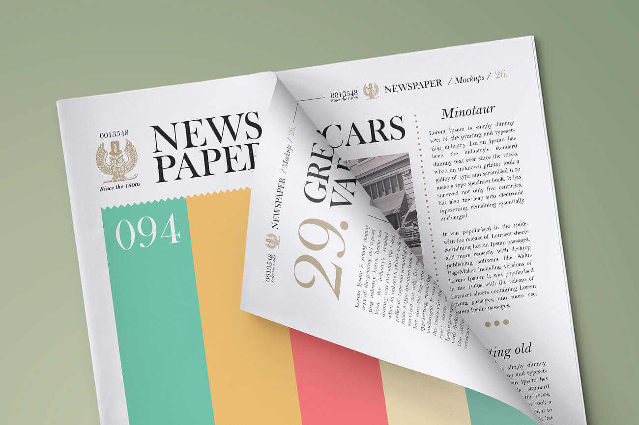 detalle de portada de mockup de periodico