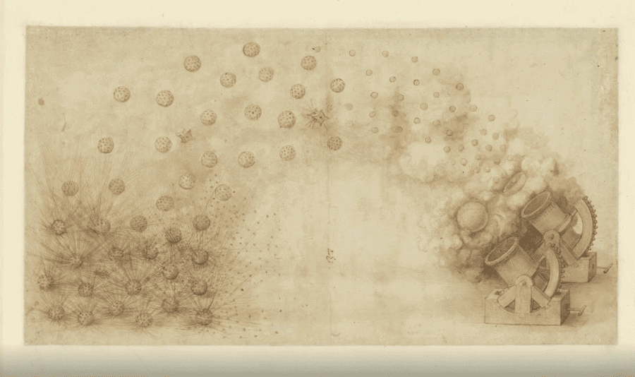 Diseño de catapulta de leonardo da vinci codice atlantico 