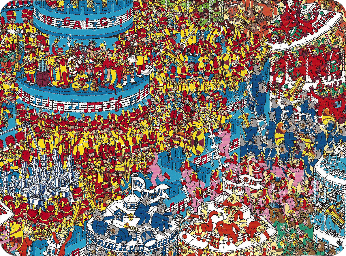 escena con músicos donde esta waldo