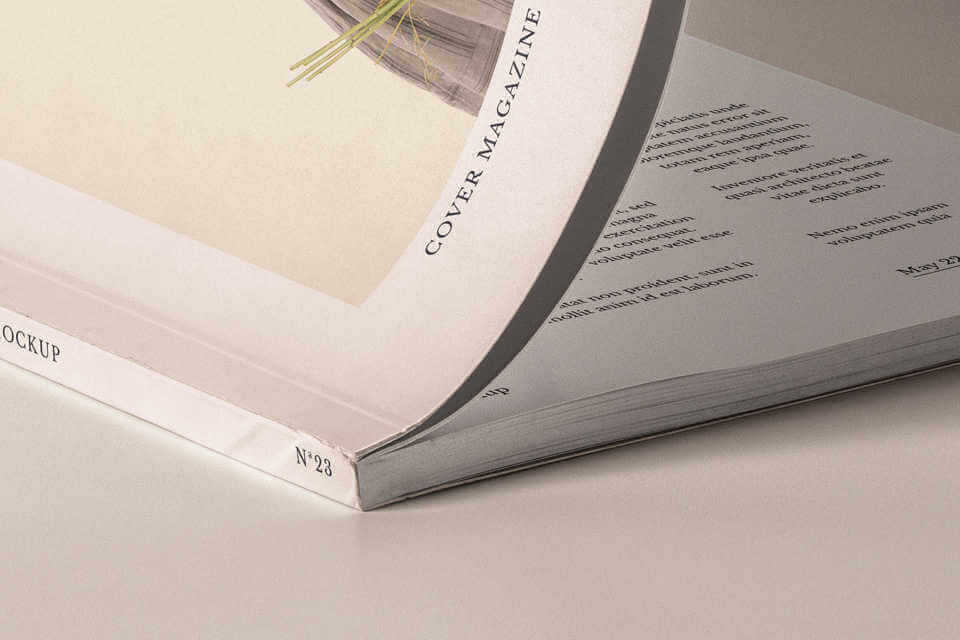 detalle lomo de mockup de revista gratis