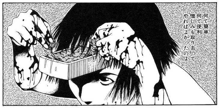 Mujer sacando su cerebro ilustración de shintaro kago