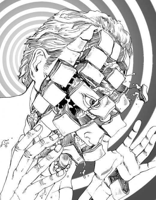 ilustración de cara trozeada