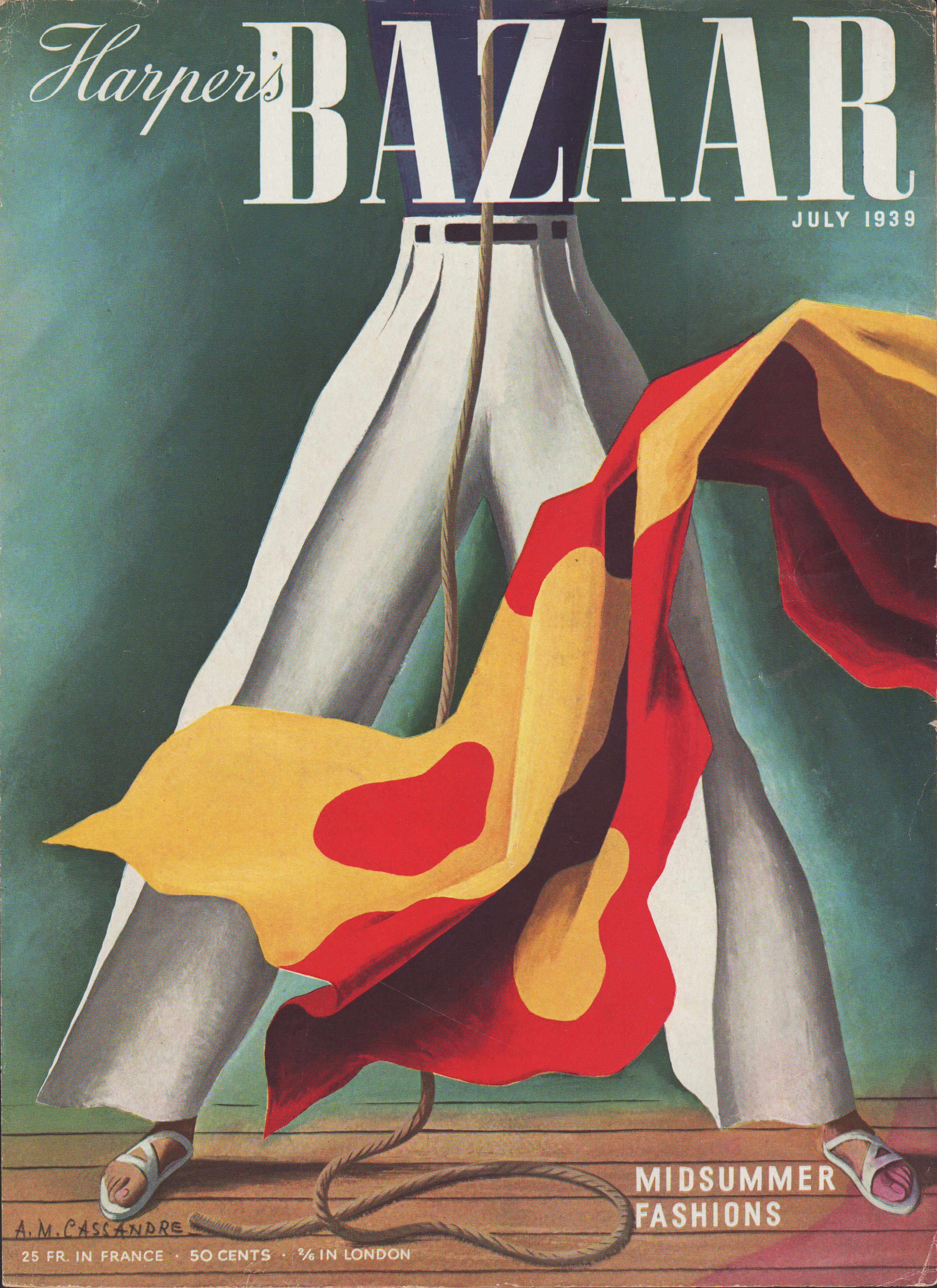 Portada Harpers Bazaar Julio 1939 diseñada por AM Cassandre