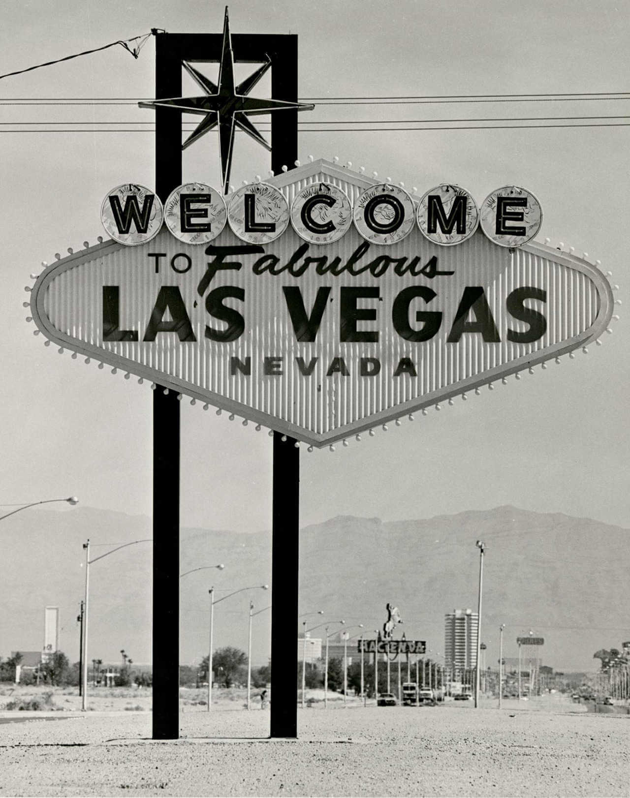 cartel de bienvenido a las vegas en los años 60