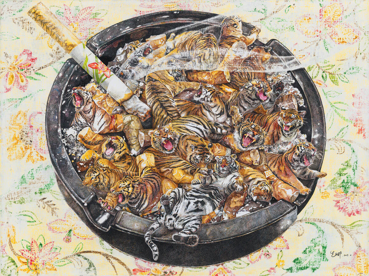 cenicero con tigres ilustracion Zhao Na