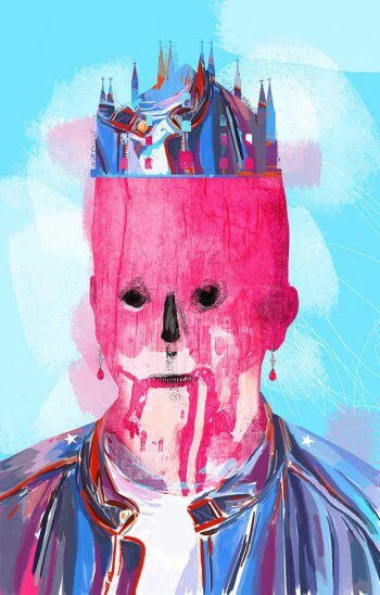 Pintura de tecnica mixta de un rey por vicente marti