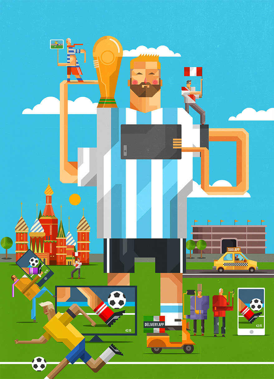 ilustracion de messi cubista