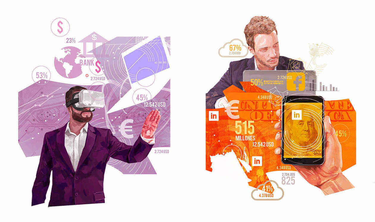 ilustracion editorial de criptomonedas