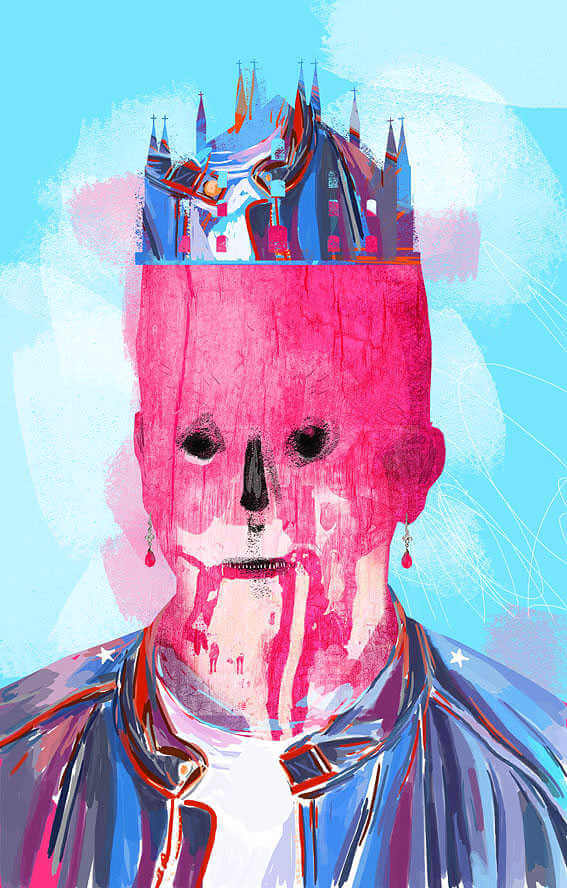 Pintura de tecnica mixta de un rey por vicente marti