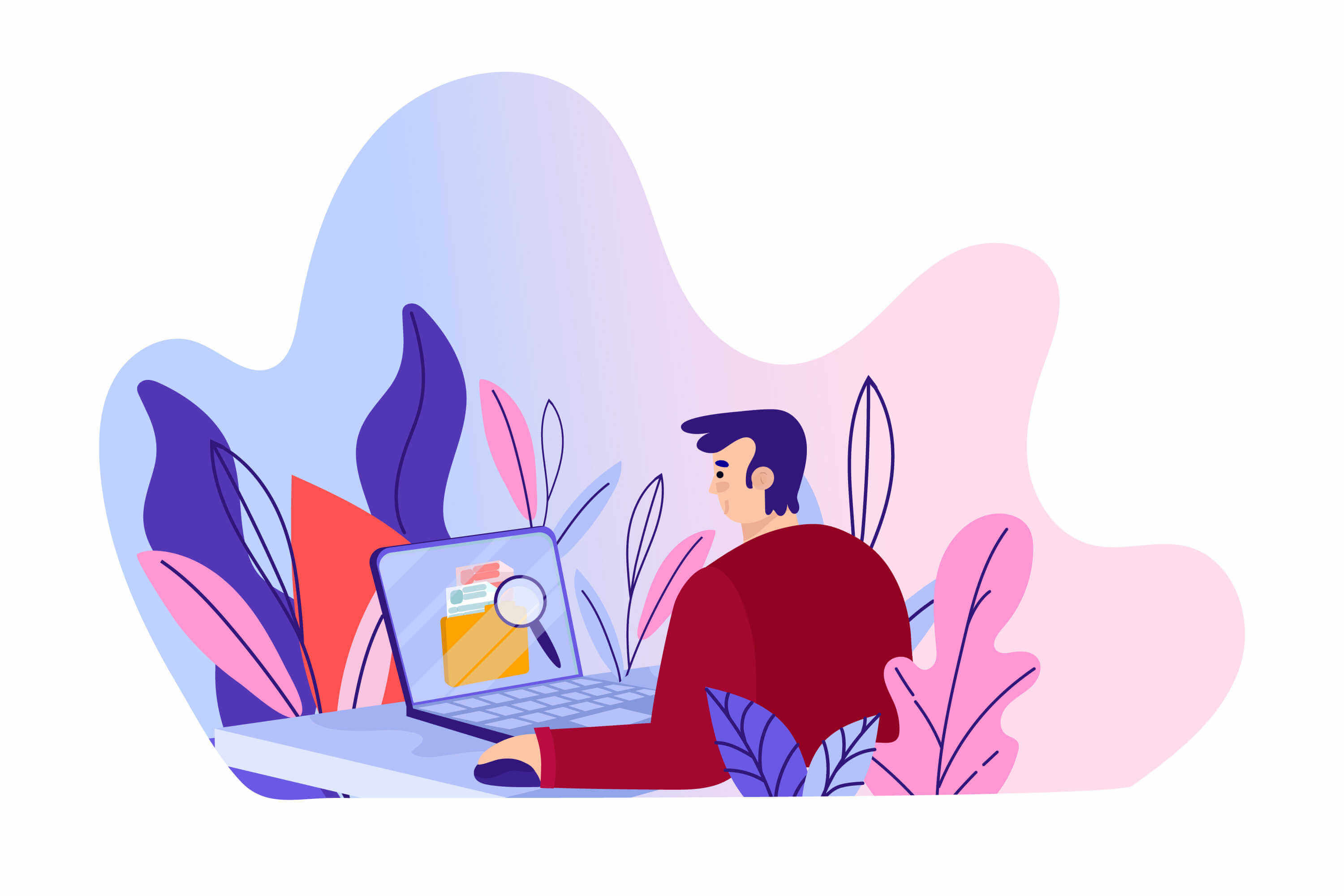 ilustración de chico navegando por internet
