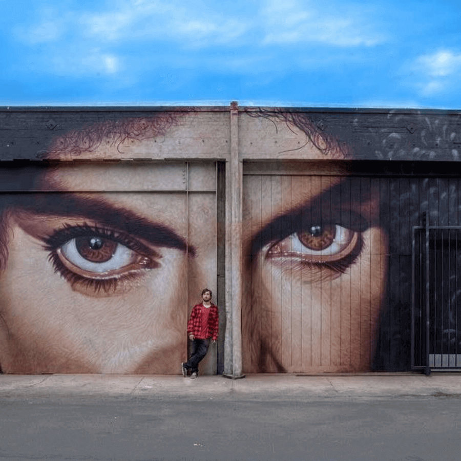 Mural grafitti Prince por cobre