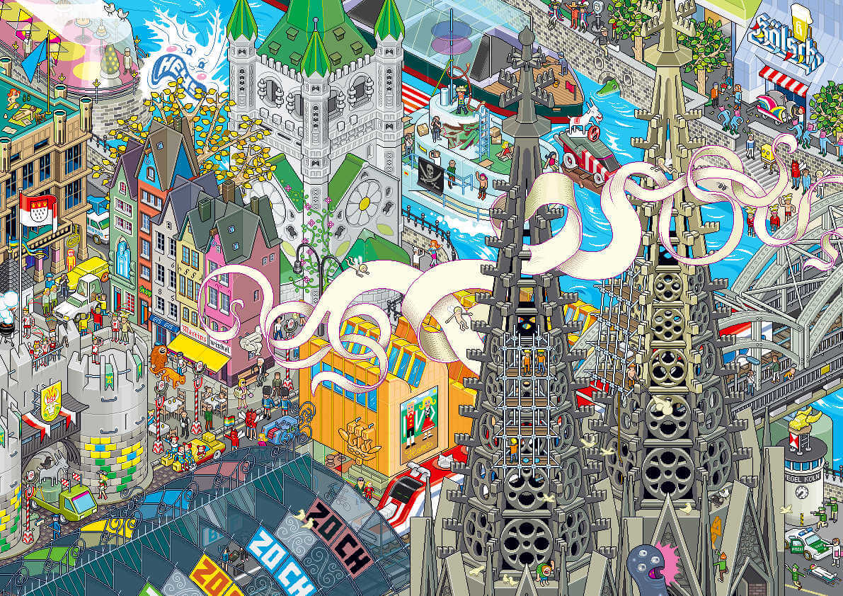  ciudad alemana en perspectiva isometrica en pixel art