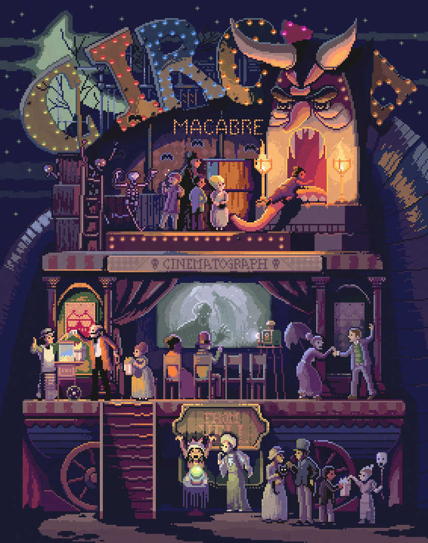 Circo macabro en Pixel art de octavi navarro
