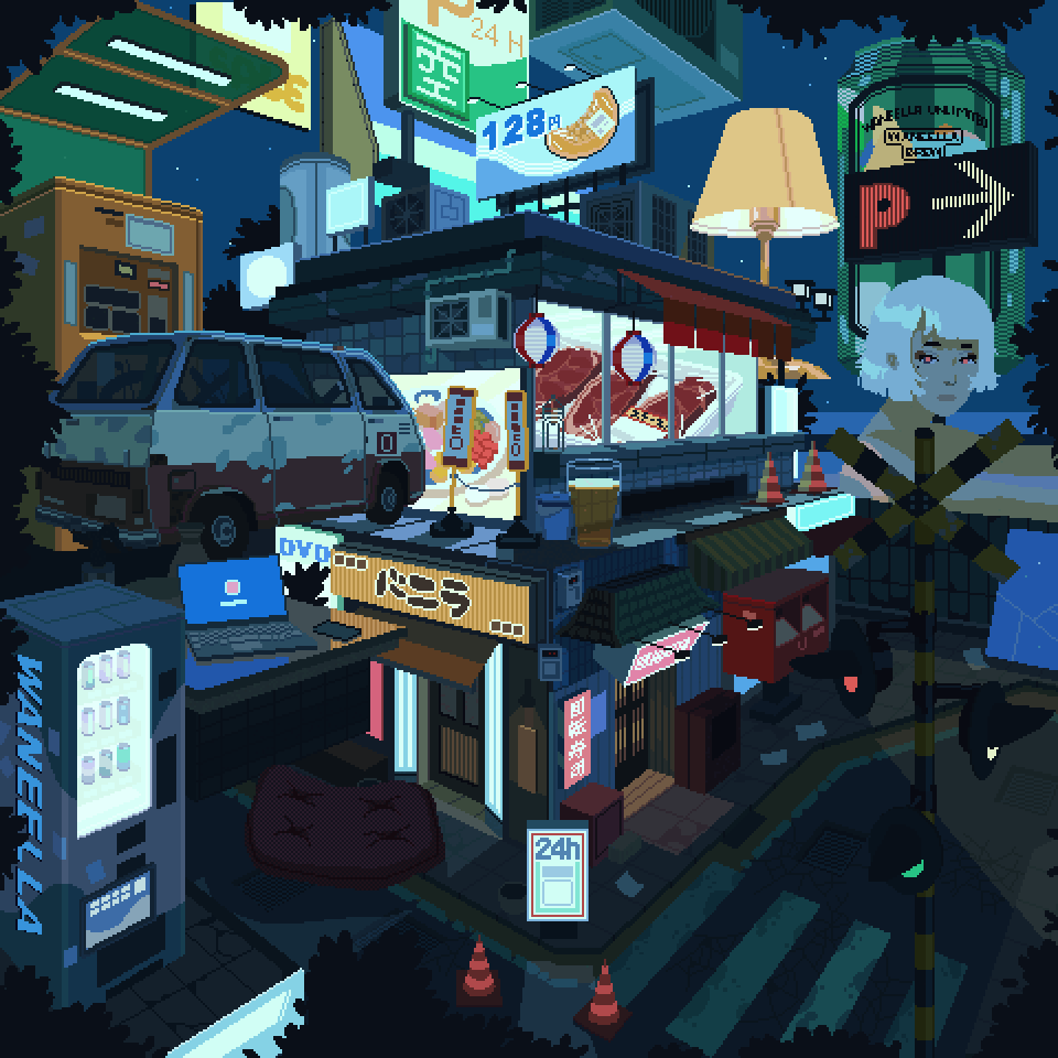 Ciudad en pixel art creada por waneella