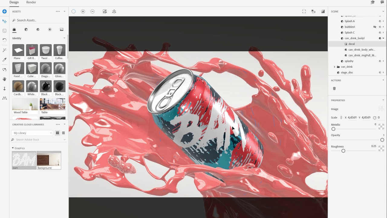 Interface de Adobe Dimension