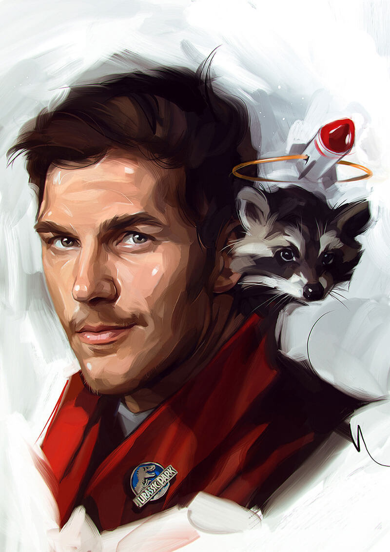aricatura chris pratt jurassic park 