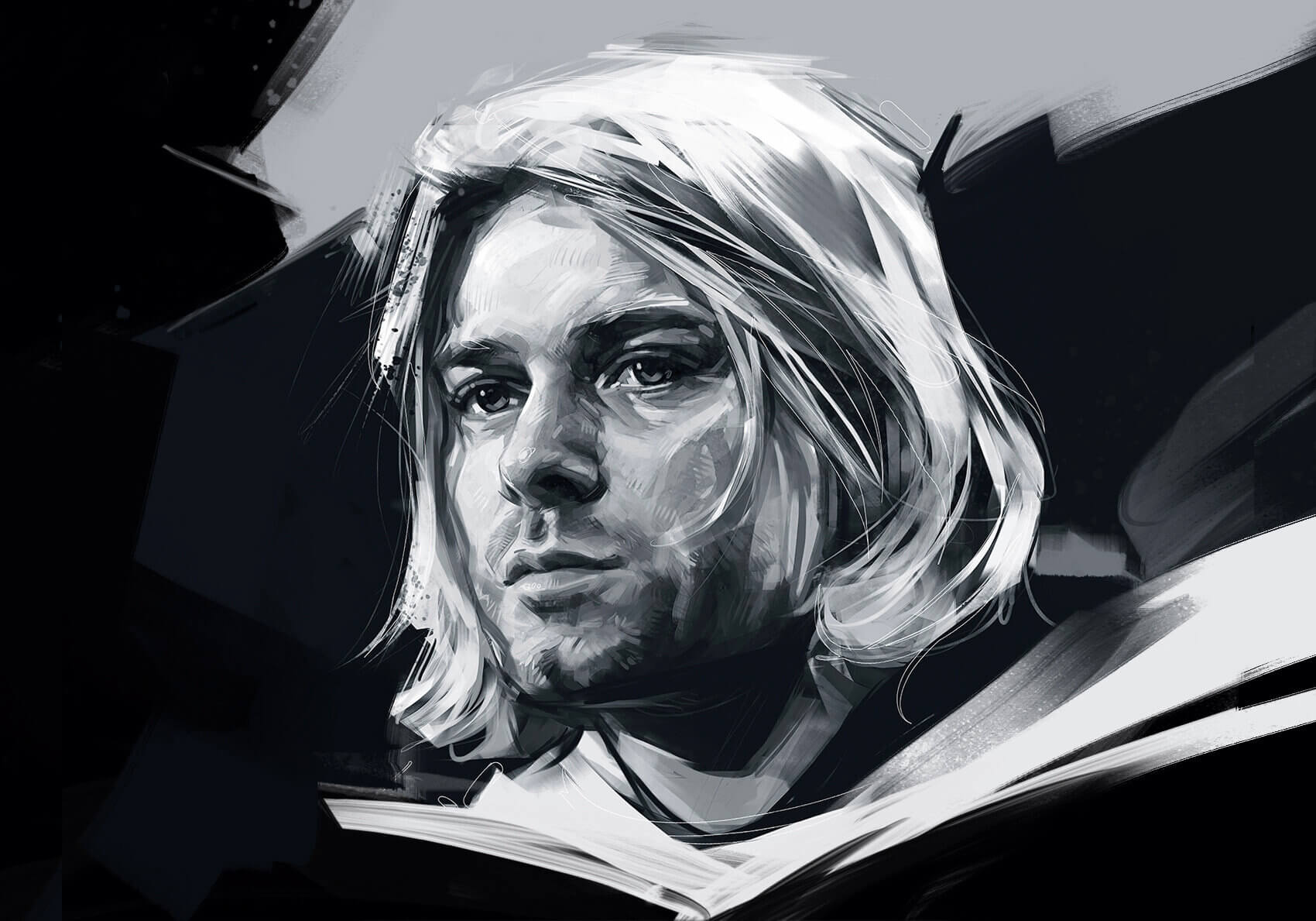 caricatura kurt cobain