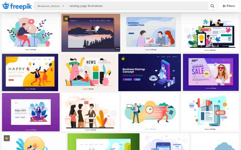 Freepik, portada de la web con ilustraciones gratis
