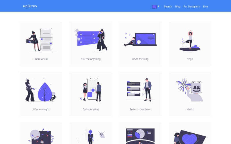 undraw, pagina web con ilustraciones gratuitas