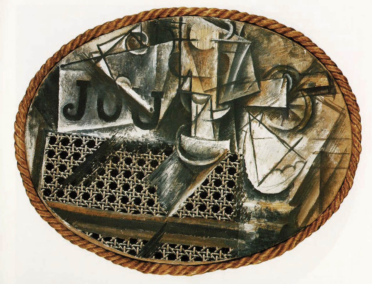  Naturaleza muerta con silla de rejilla Collage 1912 Picasso
