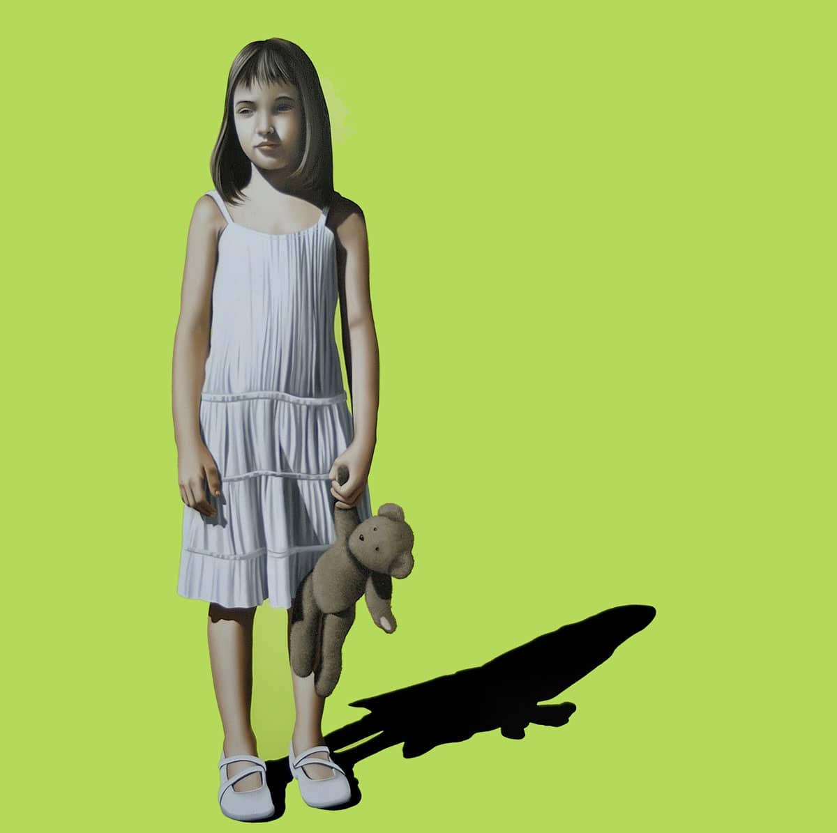 Pintura de niña con oso de peluche de Xevi vilaro