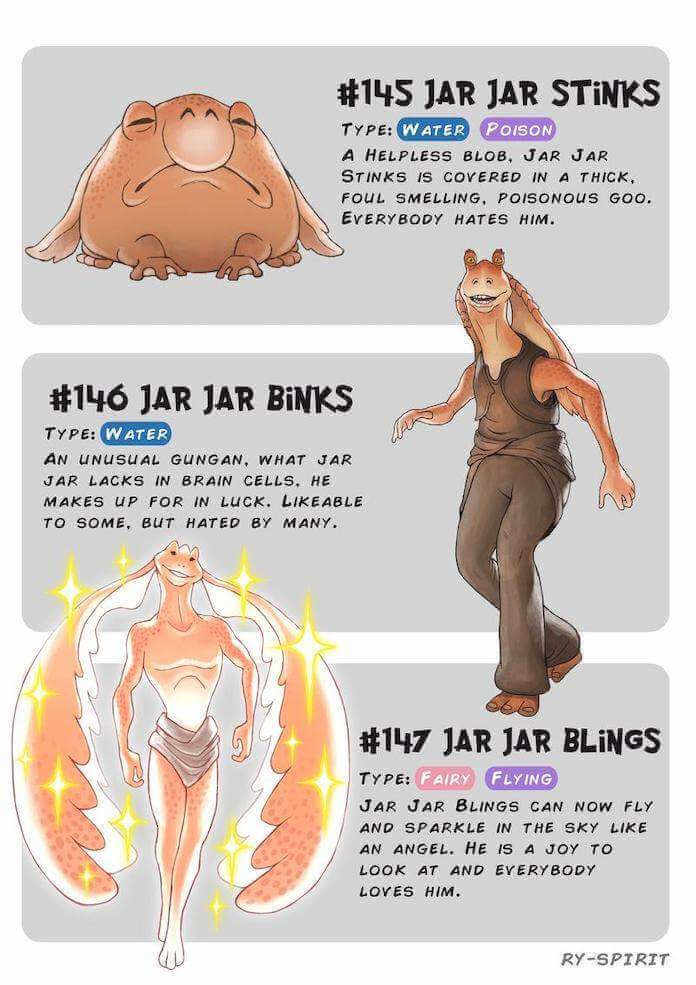 Poke wars, star wars y pokemon jar jar binks