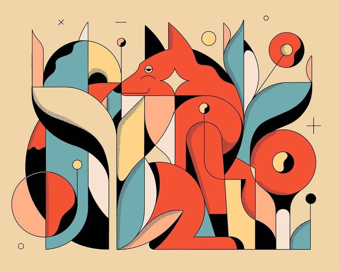 ilustracion geometrica de un zorro