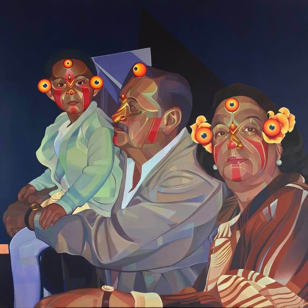 mural de familia colombiana por gleo